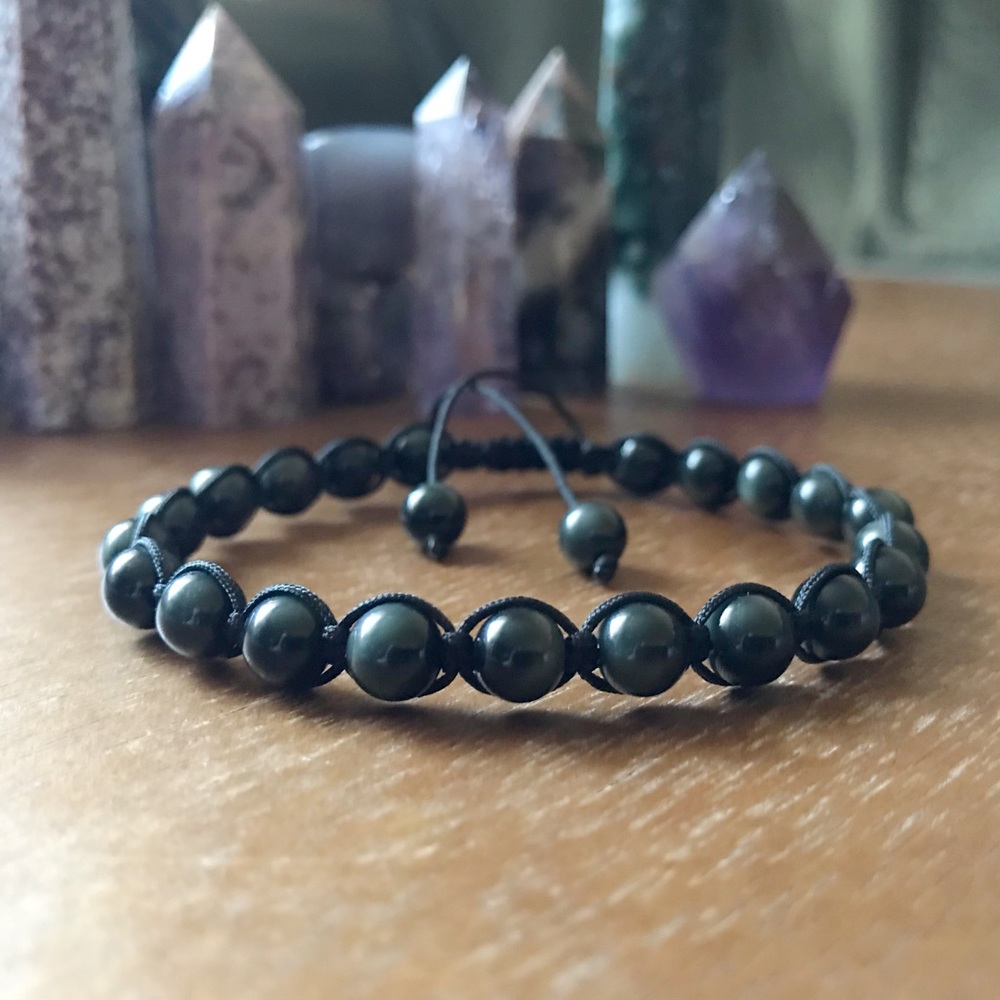 Handmade} Rainbow Obsidian Adjustable Bracelet